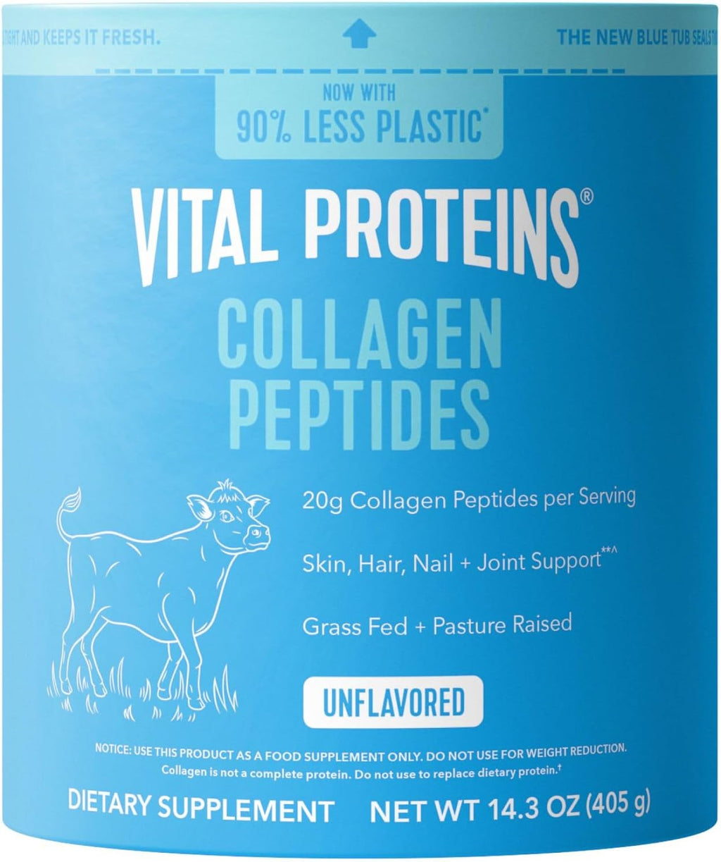 Vital Proteins Collagen Peptides Powder - Grass Fed Collagen Peptides for Hair, Nail, Skin, Bone & Joint Health, Unflavored, 14.3oz