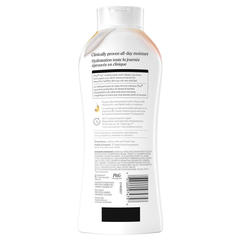 Back label of a white bottle on a white background