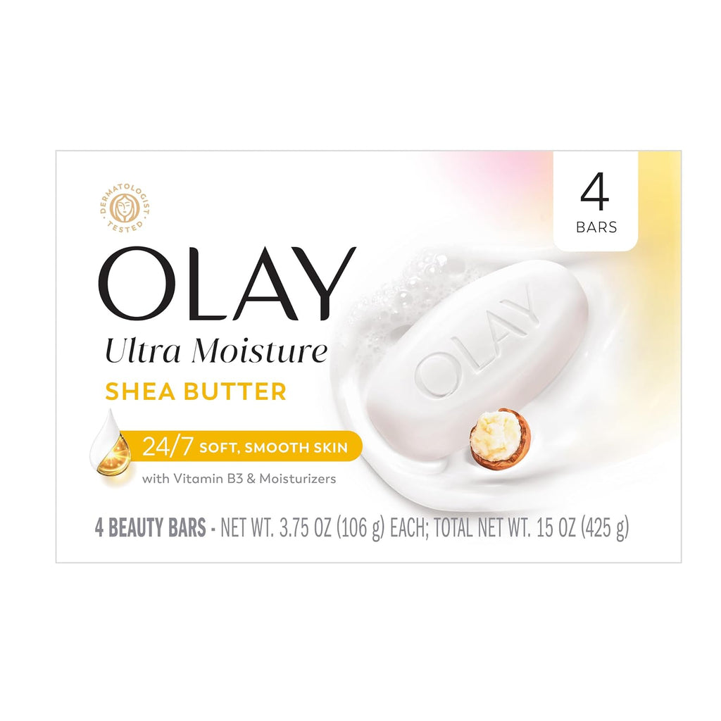 Olay | Ultra Moisture Beauty Bar Soap Shea Butter Niacinamide Vitamin B3 — 4 Bars