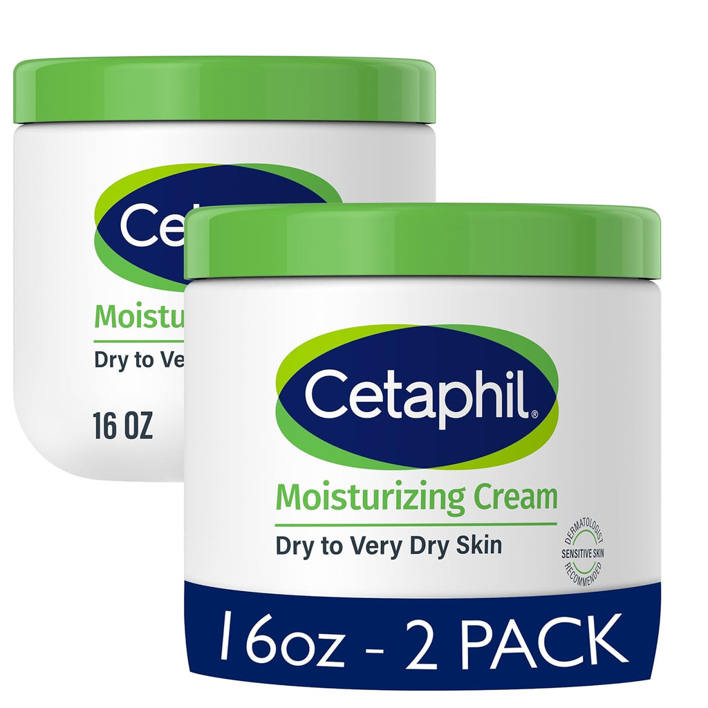 Two jars of Cetaphil moisturizing cream on a white background