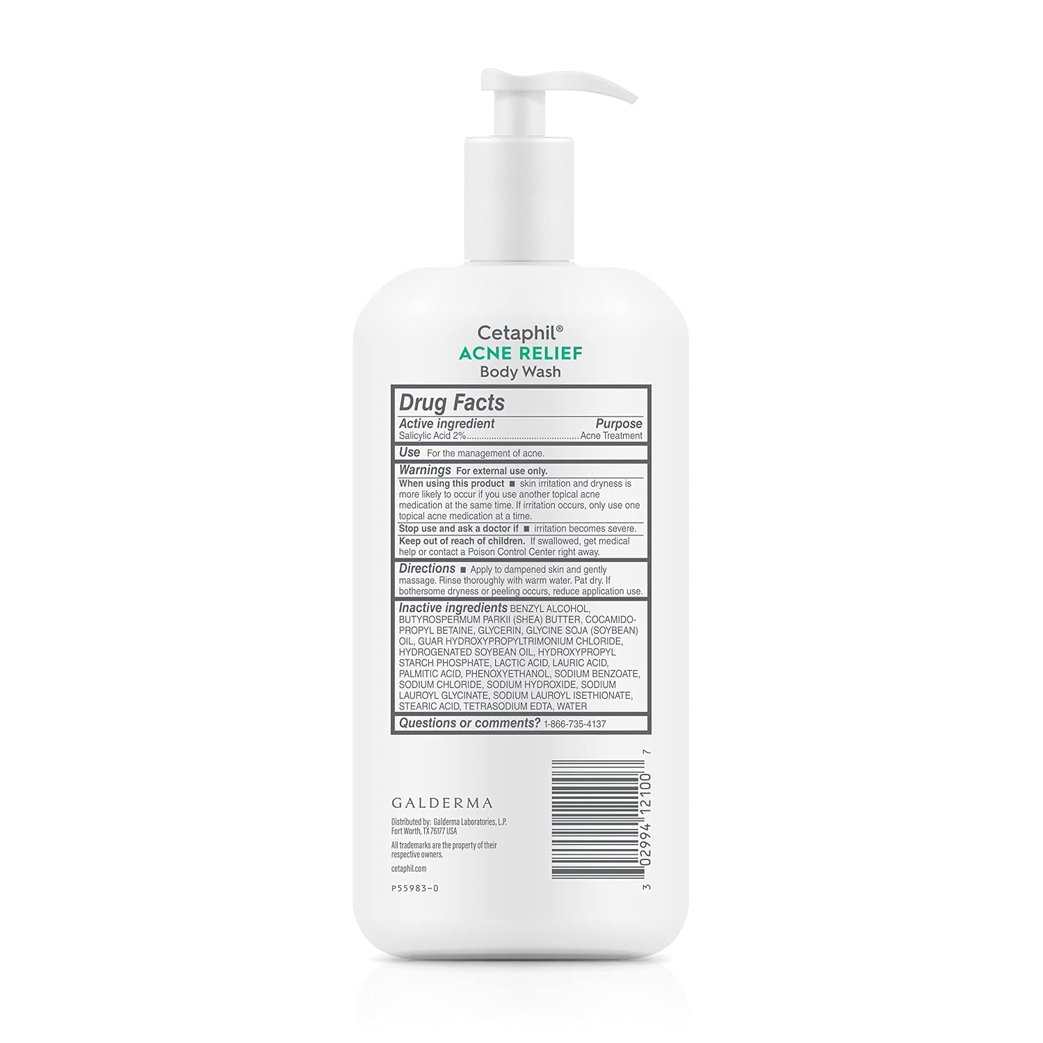 Cetaphil Acne Relief Body Wash bottle with label on a white background
