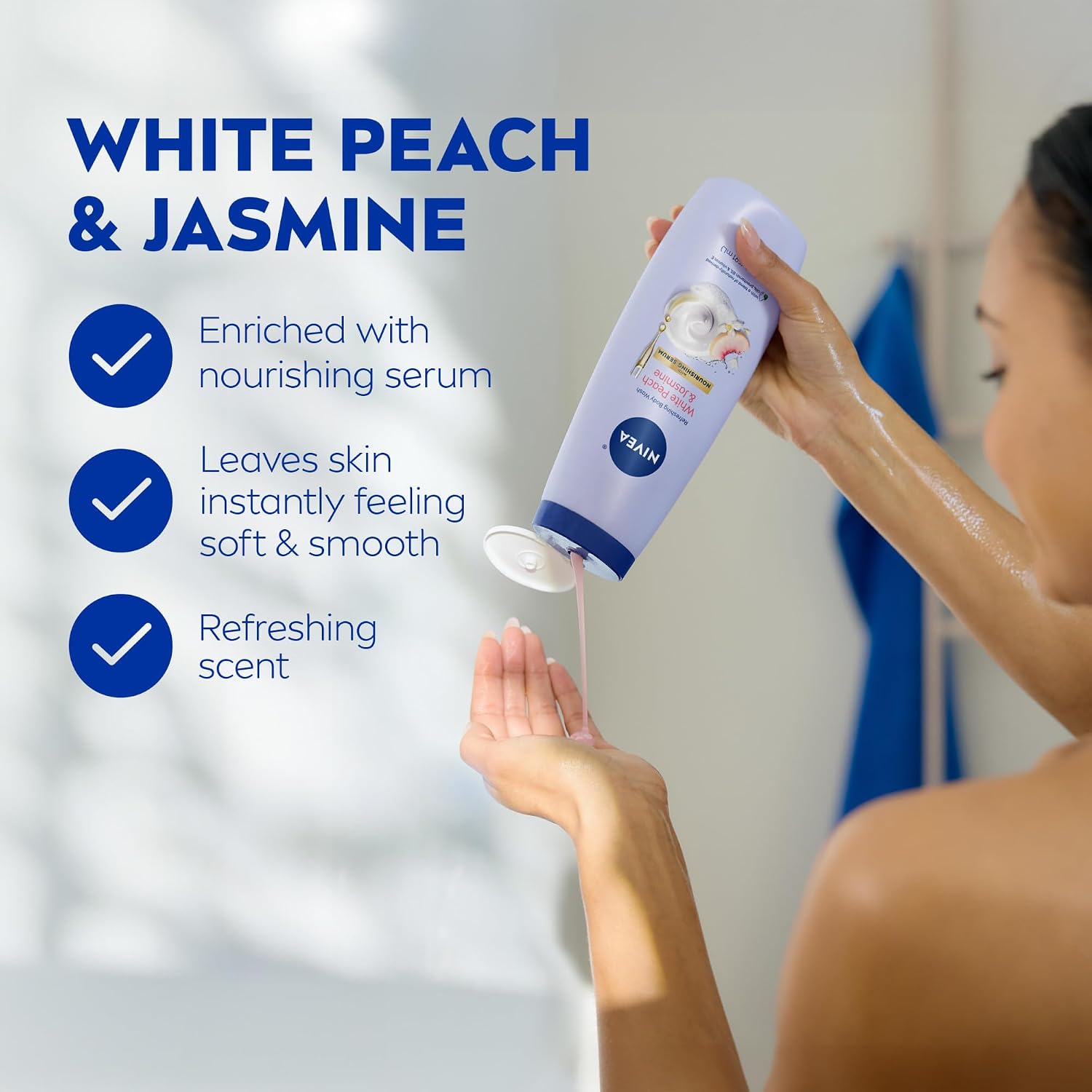 NIVEA White Peach &amp; Jasmine Body Wash with Nourishing Serum