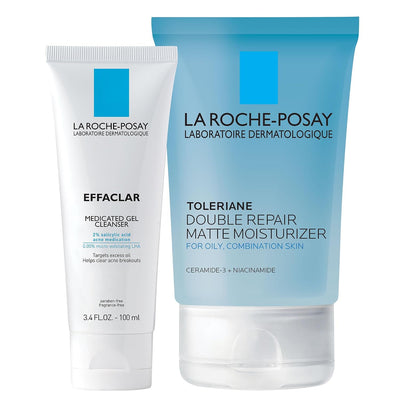 two La Roche-Posay EffaclarMedicated Gel Cleanser on a white background