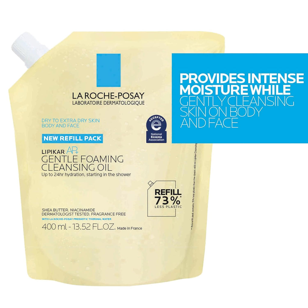La Roche-Posay cleansing oil refill pack on a white background