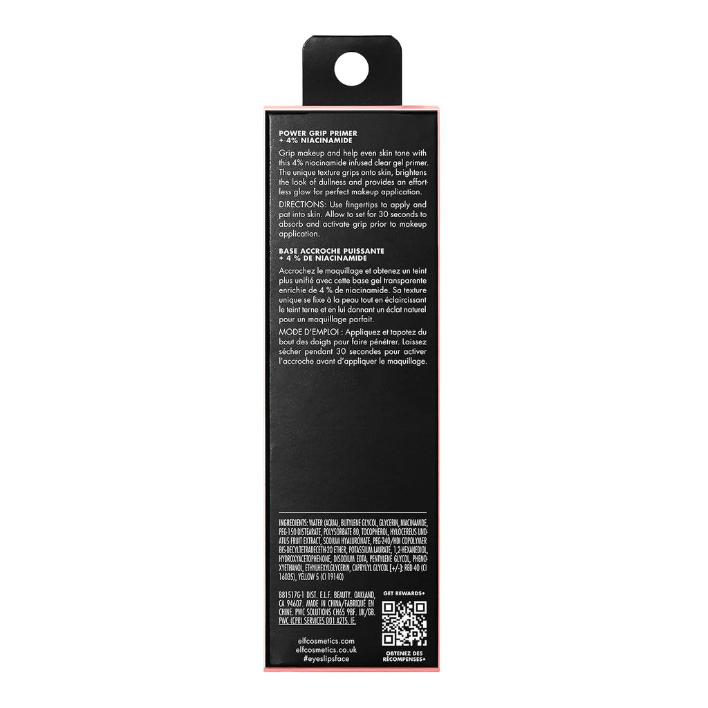 e.l.f. Power Grip Primer + 4% Niacinamide, Gel-Based & Hydrating Face Primer, Helps Visibly Even Skin & Brighten, Grips Makeup, Vegan & Cruelty-Free, 0.811 Fl Oz