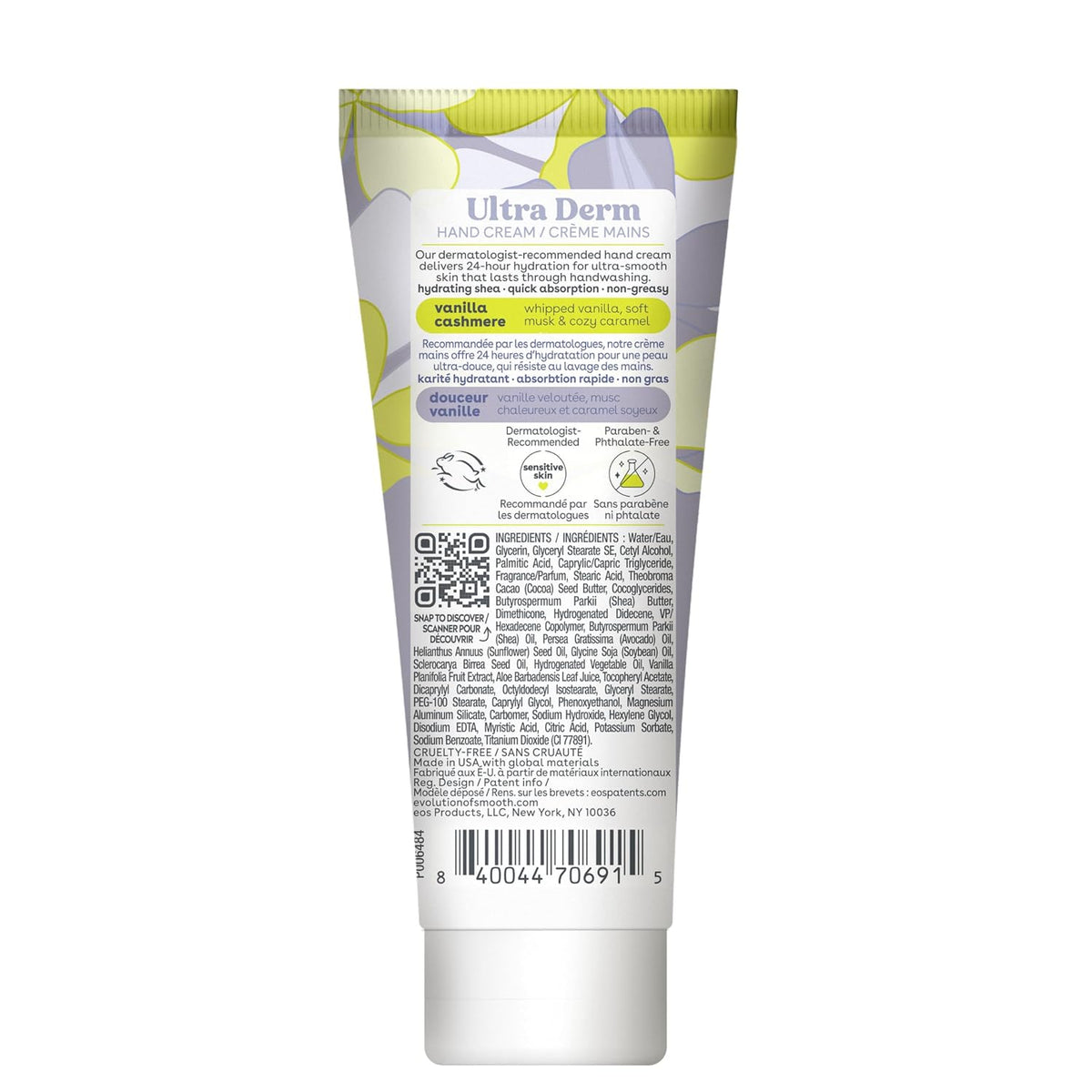 Ultra Derm hand cream packaging with label on a white background
