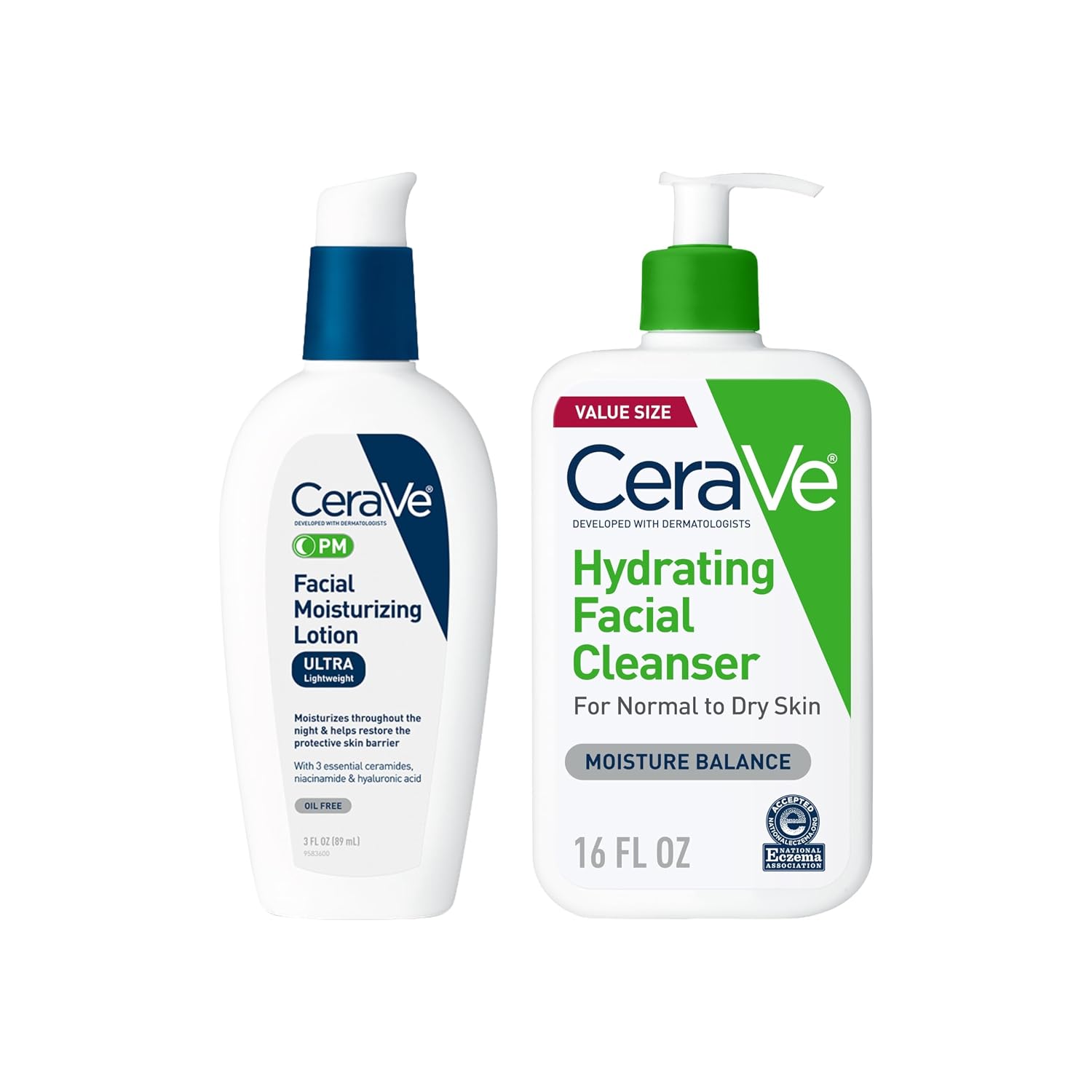 CeraVe Hydrating Cleanser and PM Facial Lotion Bundle