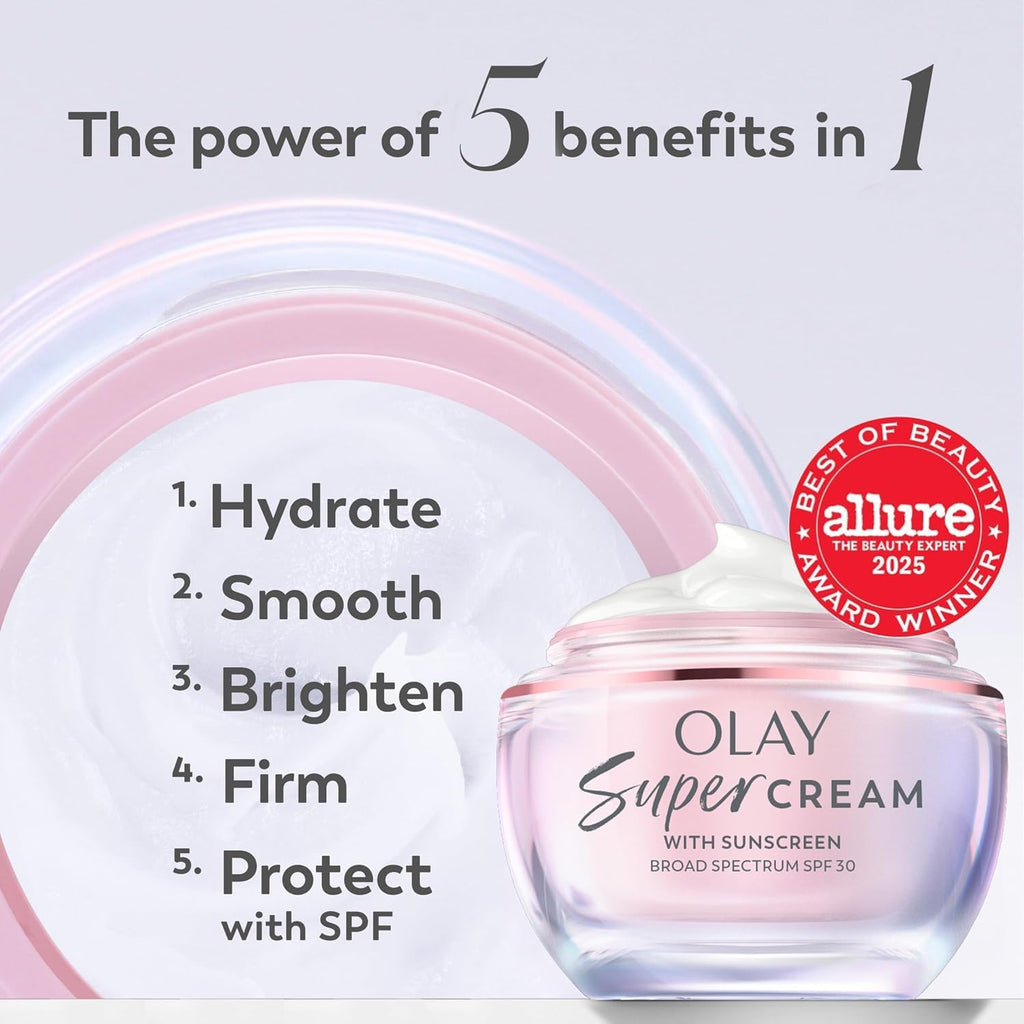 Olay | Super Cream 5-in-1 Face Moisturizer SPF 30 Niacinamide Vitamin C Collagen Peptide Hyaluronic Acid — 1.7 fl oz