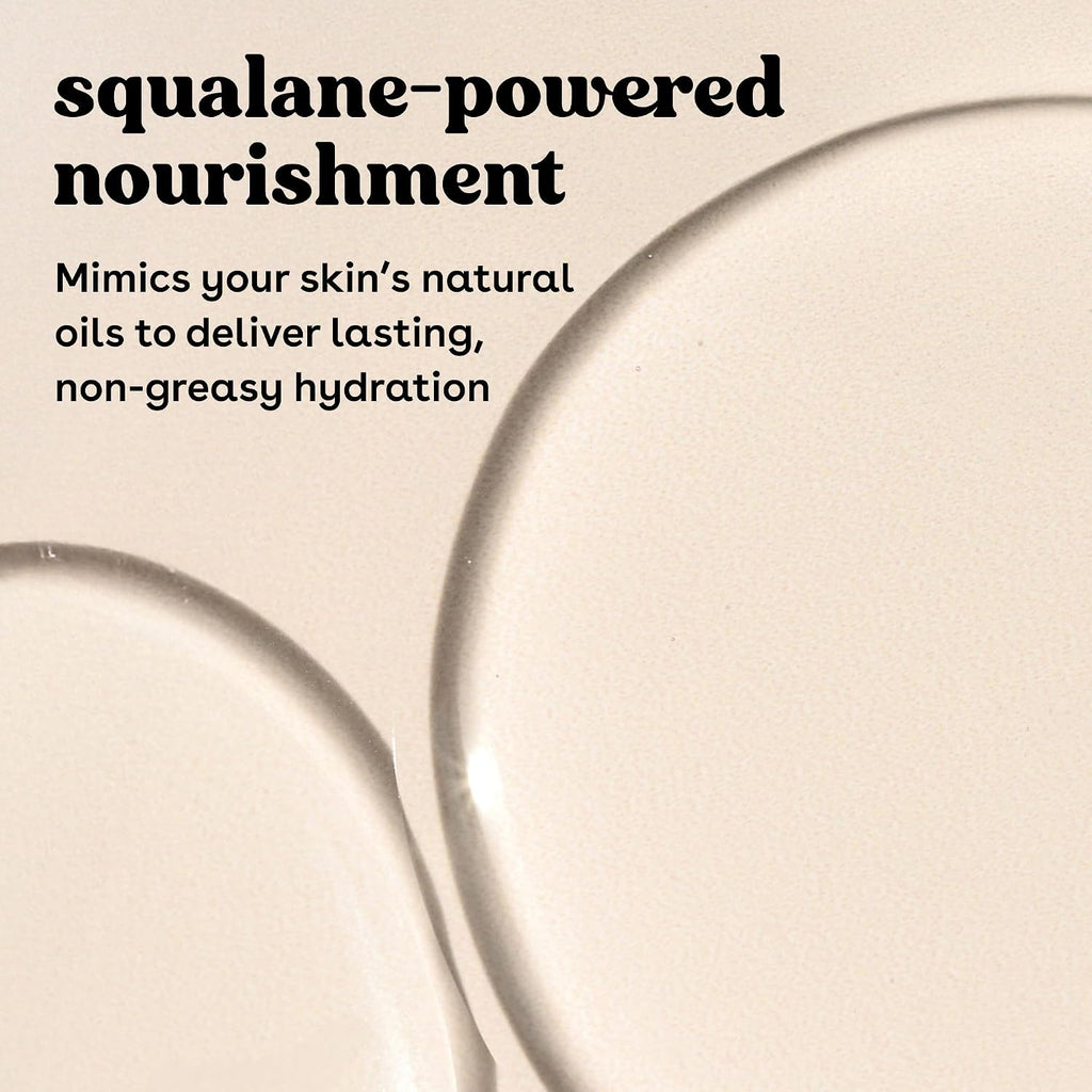 "Squalane - Powered Nourishment " on a brown background