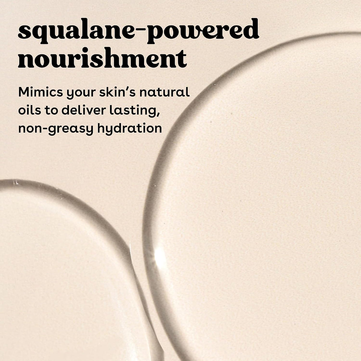 "Squalane - Powered Nourishment " on a brown background