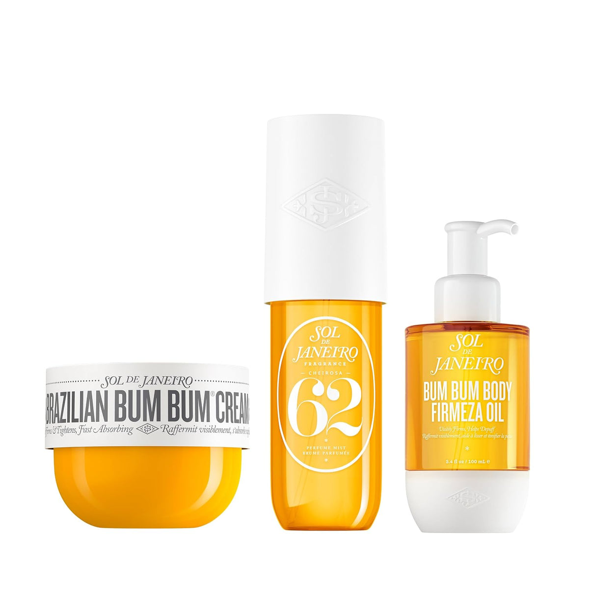 Sol de Janeiro | Bum Bum Firmeza Body Oil, Brazilian Bum Bum Cream & Cheirosa 62 Perfume Mist Ritual Set