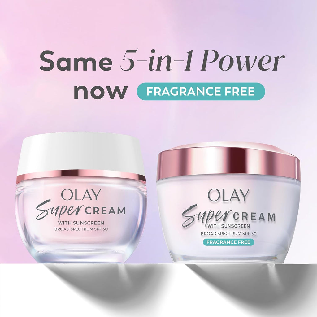 Olay | Super Cream 5-in-1 Face Moisturizer SPF 30 Niacinamide Vitamin C Collagen Peptide Hyaluronic Acid Fragrance Free — 1.7 fl oz