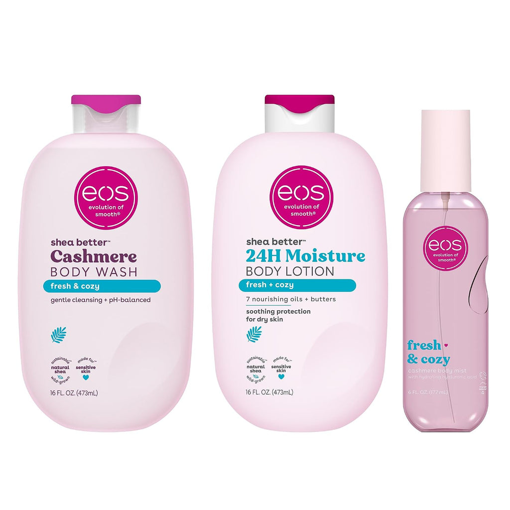 eos | Fresh & Cozy Trifecta Body Lotion & Body Wash Bundle Shea Butter Hyaluronic Acid — 38 fl oz