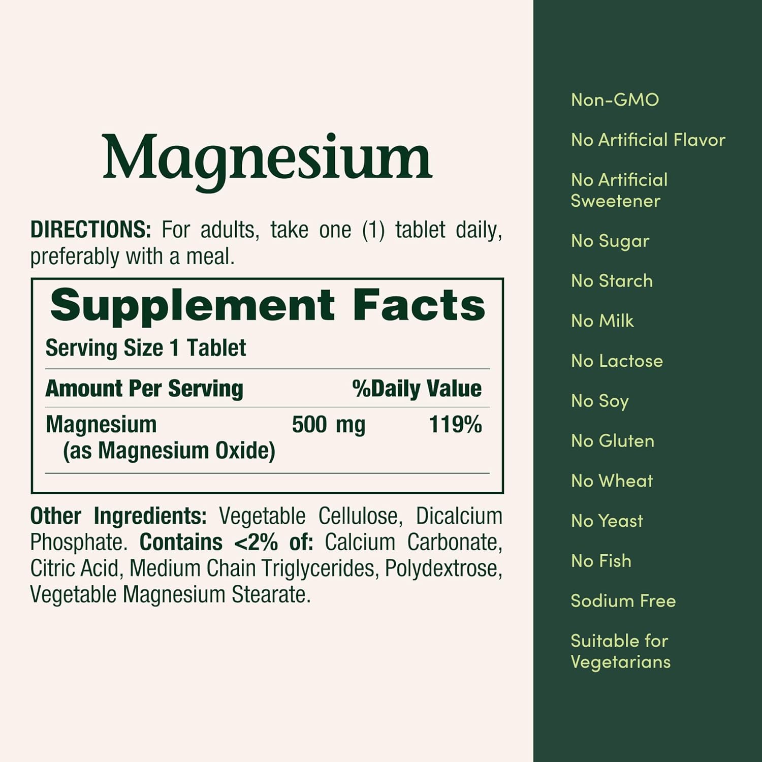 Nature's Bounty Magnesium 500 mg Tablets, High Potency Magnesium Supplement for Bone & Muscle Health, Whole Body Support