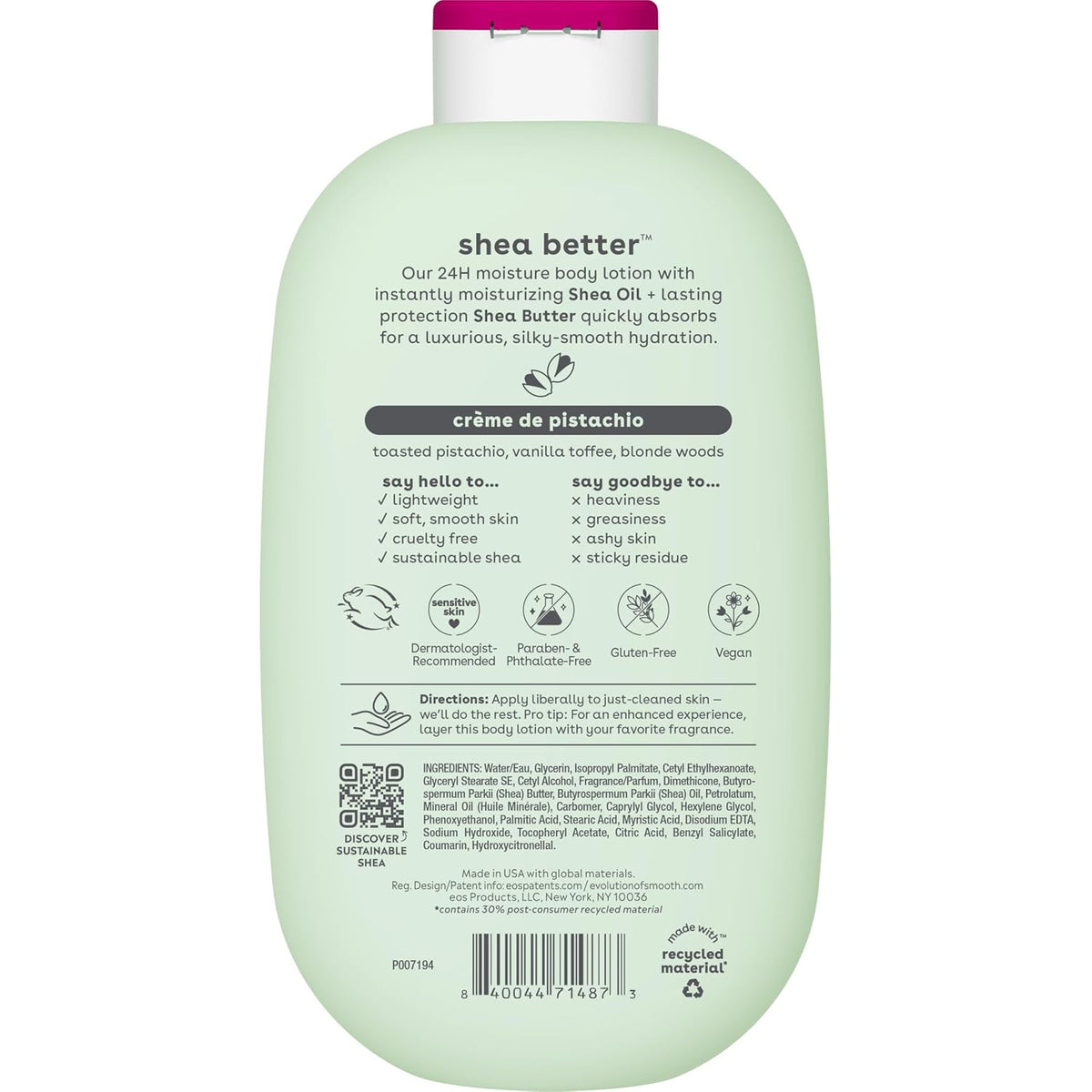 Shea butter lotion bottle with label on a white background