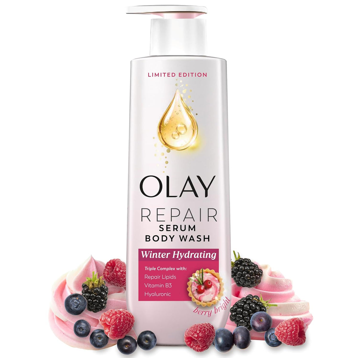 Olay | Body Wash Repair Serum Hyaluronic Acid Niacinamide Repair Lipids Berry Bright Limited Edition — 20 fl oz