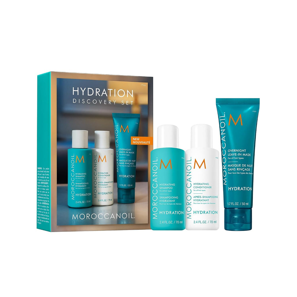 Moroccanoil | Hydrating Shampoo Conditioner & Overnight Leave In Mask Travel Set