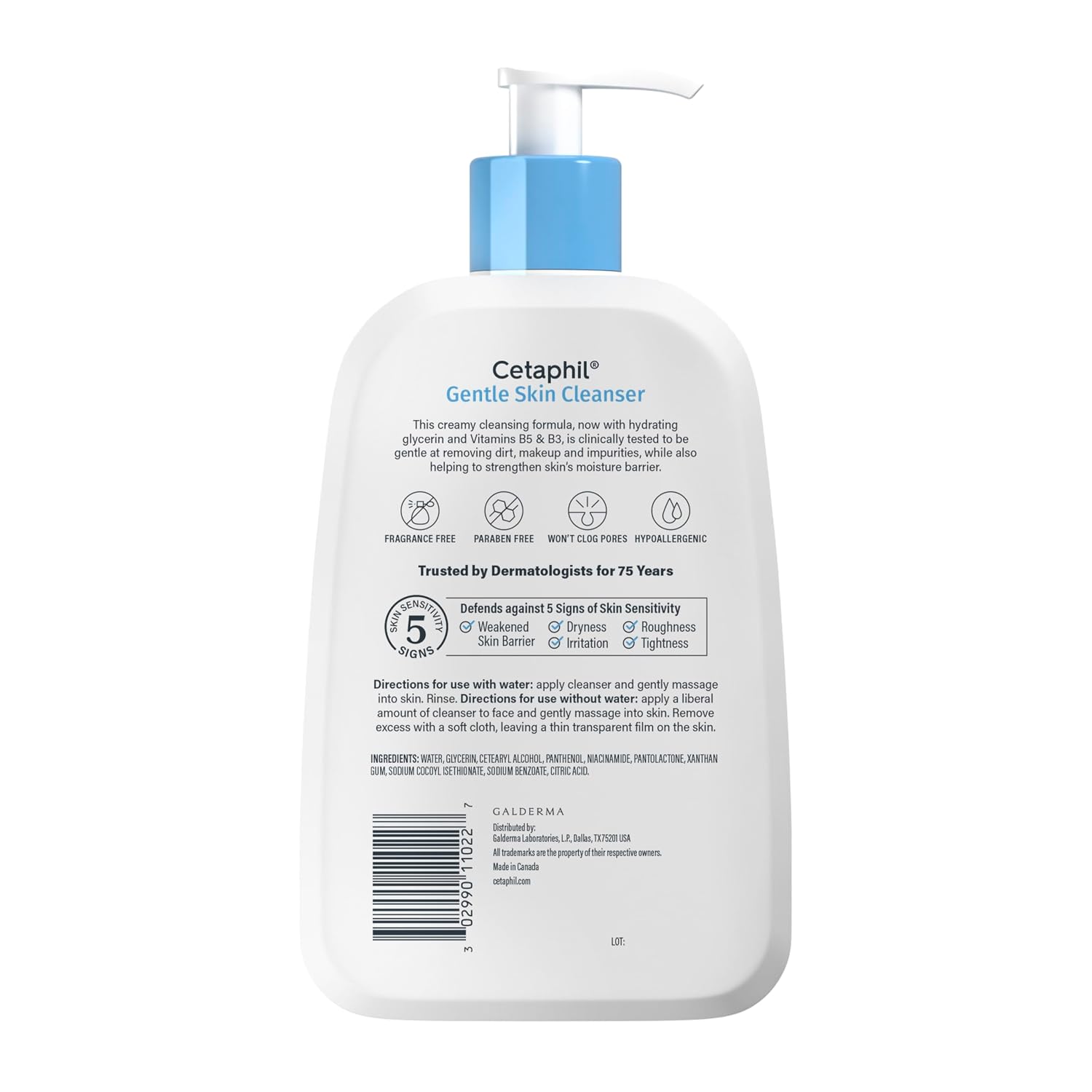 Cetaphil Gentle Skin Cleanser bottle with pump on a white background