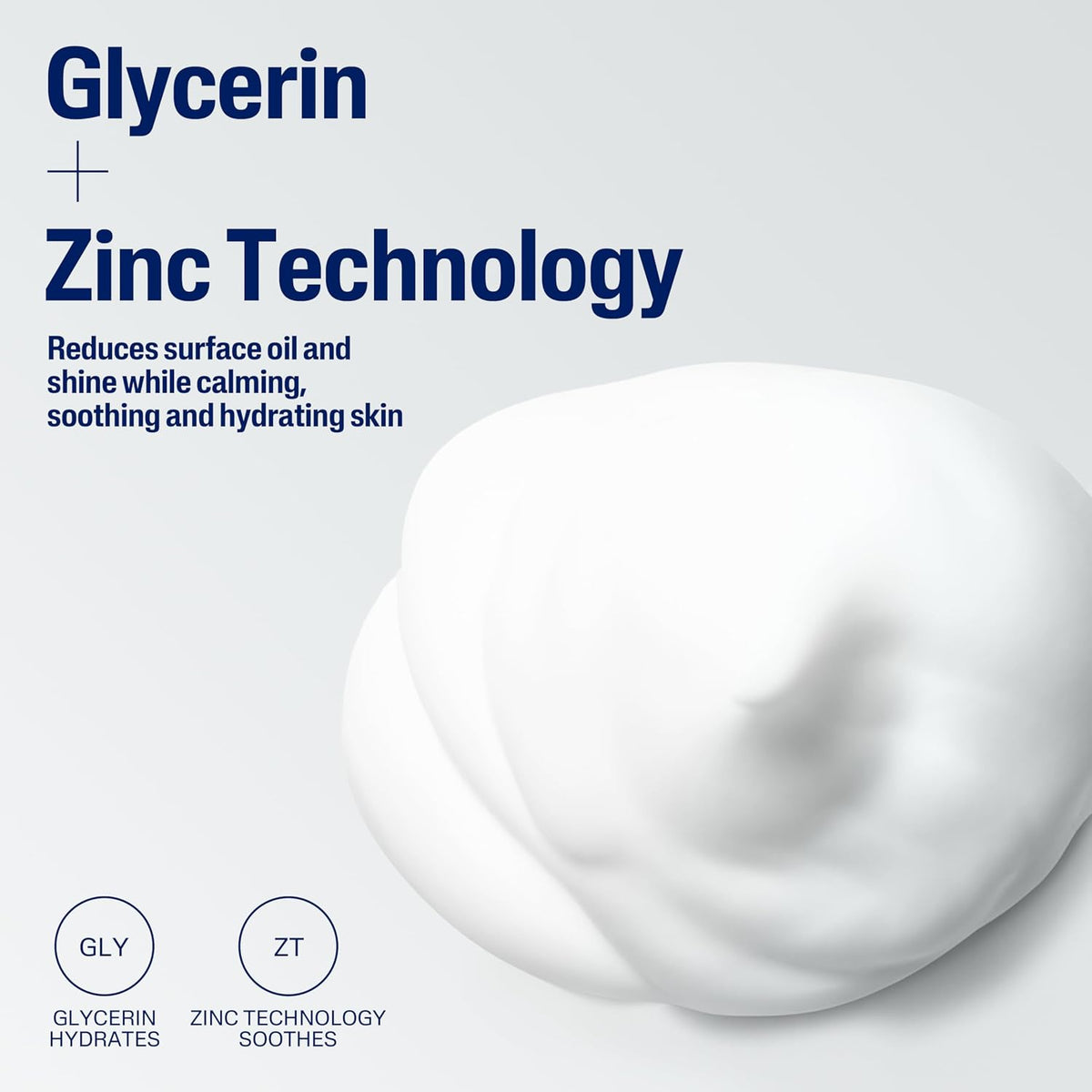 Product with Glycerin and Zinc Technology text on a light gray background