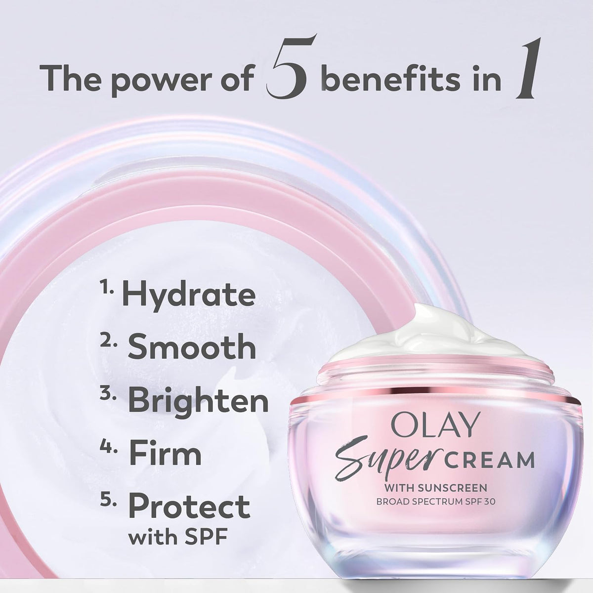 Olay | Super Cream 5-in-1 Face Moisturizer SPF 30 Niacinamide Vitamin C Collagen Peptide Hyaluronic Acid Travel Size — 0.5 fl oz
