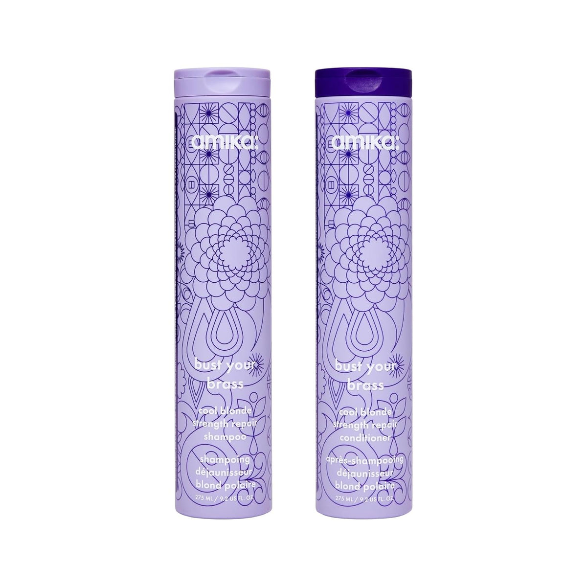 Amika | Purple Toning Shampoo & Conditioner Duo for Blonde, Silver & Gray Hair — 18.4 fl oz Total