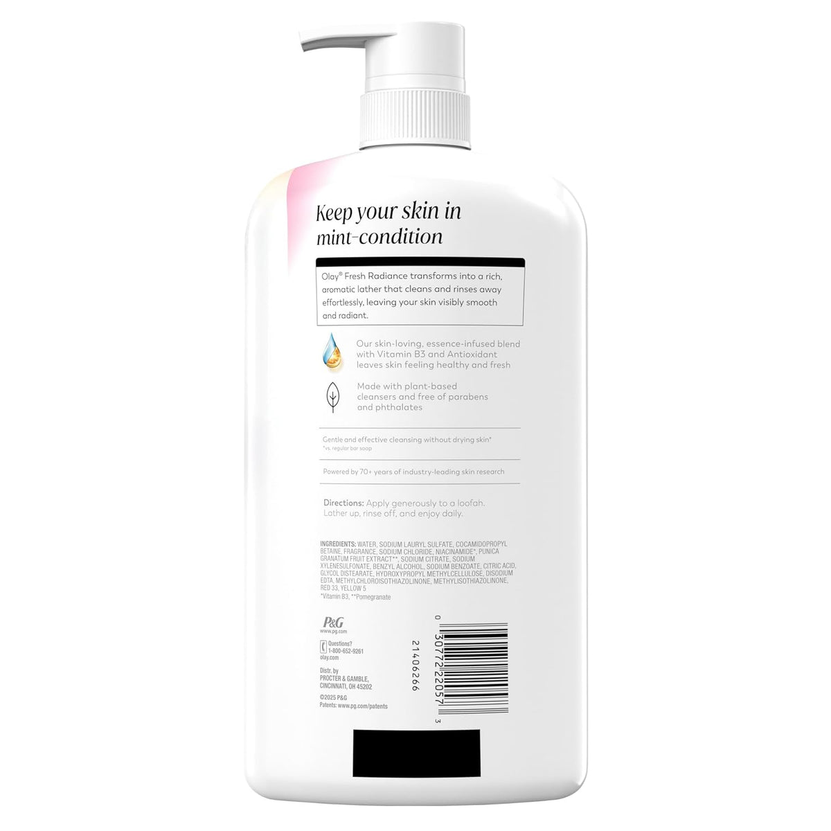 A white pump bottle of CeraVe Hyaluceus Moisturizing Cleanser shown from the back, featuring product information text and a barcode on a white background.