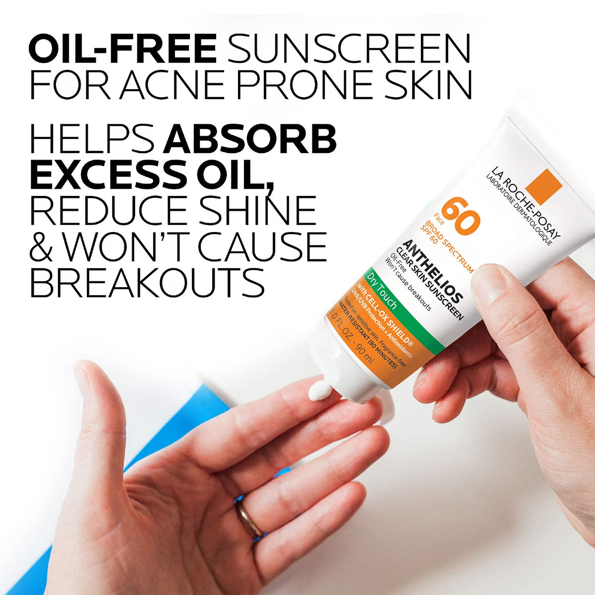 Anthelios Clear Skin Oil Absorbing Face Sunscreen SPF 60 by La Roche-Posay — 90ml (3 fl oz)