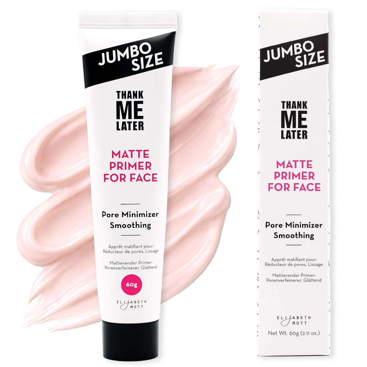 Elizabeth Mott Thank Me Later Blurring Face Primer SPF 30 – Lightweight, Hydrating Makeup Primer - Smooths Fine Lines & Wrinkles for a Soft-Focus Finish – Mineral-Based, Cruelty-Free Formula – 30g