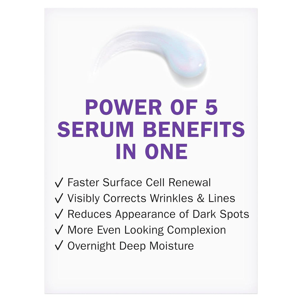 Olay | Super Serum 5-in-1 Anti-Aging Night Face Serum Niacinamide Peptide Salicylic Acid Lactic Acid Glycerin Fragrance Free