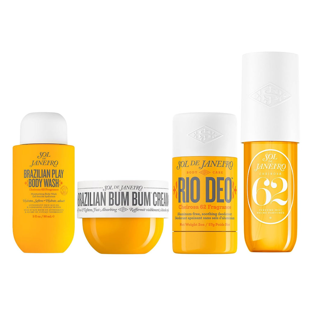 Sol de Janeiro | Sun-Kissed Body Wash, Bum Bum Cream, Perfume Mist & Rio Deo Travel Bundle Cheirosa 62 — 4 Pieces