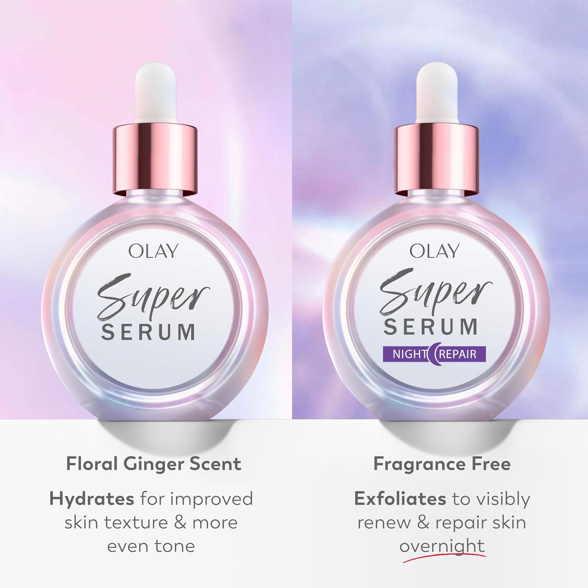 Olay | Super Serum 5-in-1 Anti-Aging Night Face Serum Niacinamide Peptide Salicylic Acid Lactic Acid Glycerin Fragrance Free