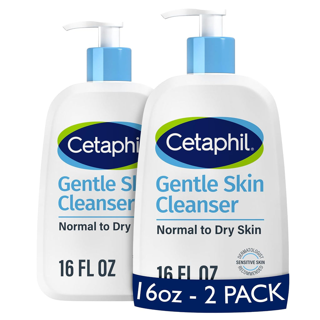 Two bottles of Cetaphil Gentle Skin Cleanser on a white background