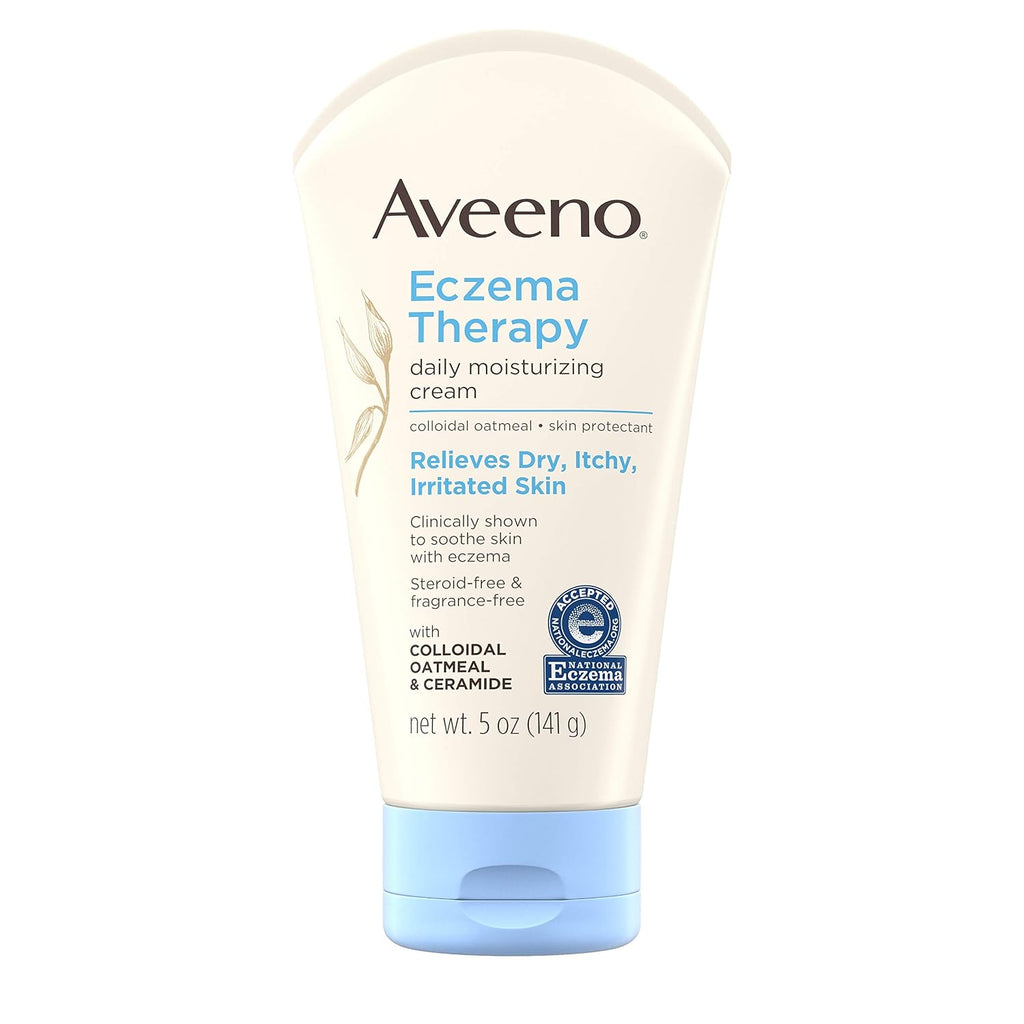 Aveeno Eczema Therapy daily moisturizing cream on a white background