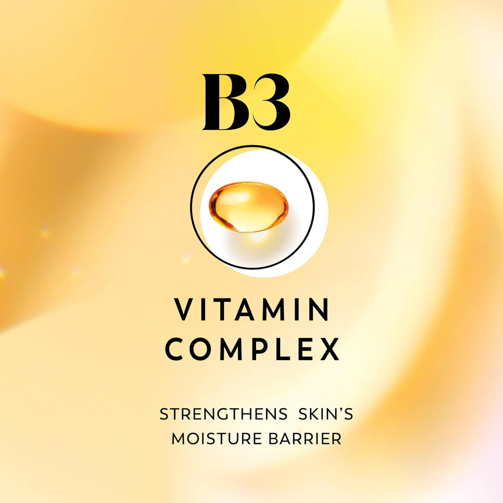 Vitamin B3 complex advertisement with a yellow gradient background