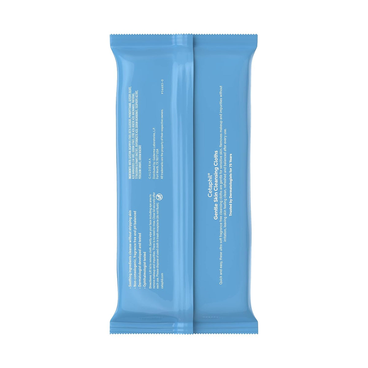 Two blue foil-wrapped supplement bars standing upright side by side on a plain white background, with white printed text visible on the packaging.