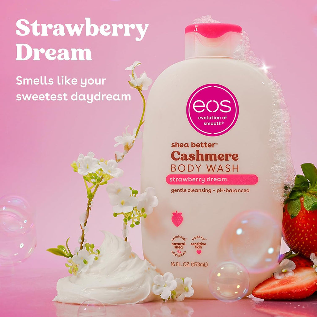 eos | Strawberry Dream Moisturizing Body Wash Shea Butter Vitamin E pH-Balanced — 16 fl oz