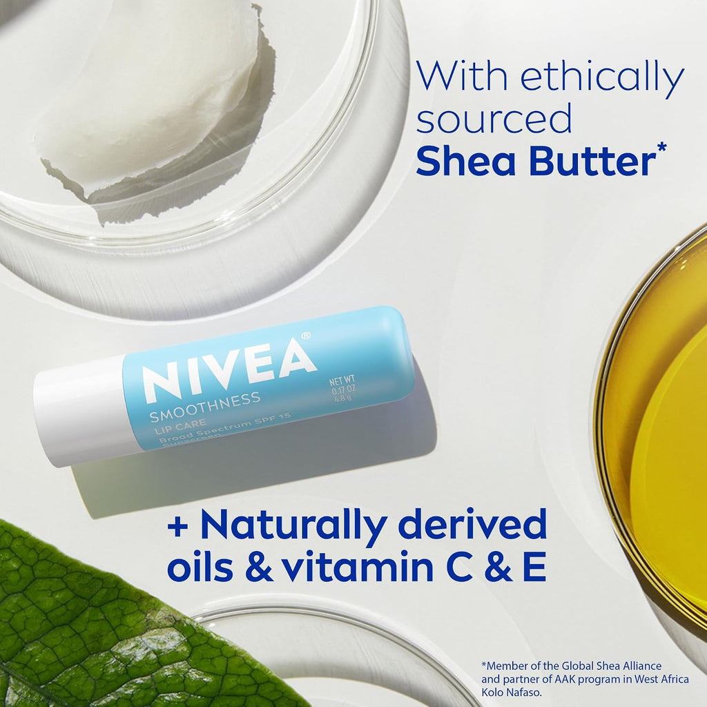 NIVEA Smoothness Lip Care Balm with Broad Spectrum SPF 15