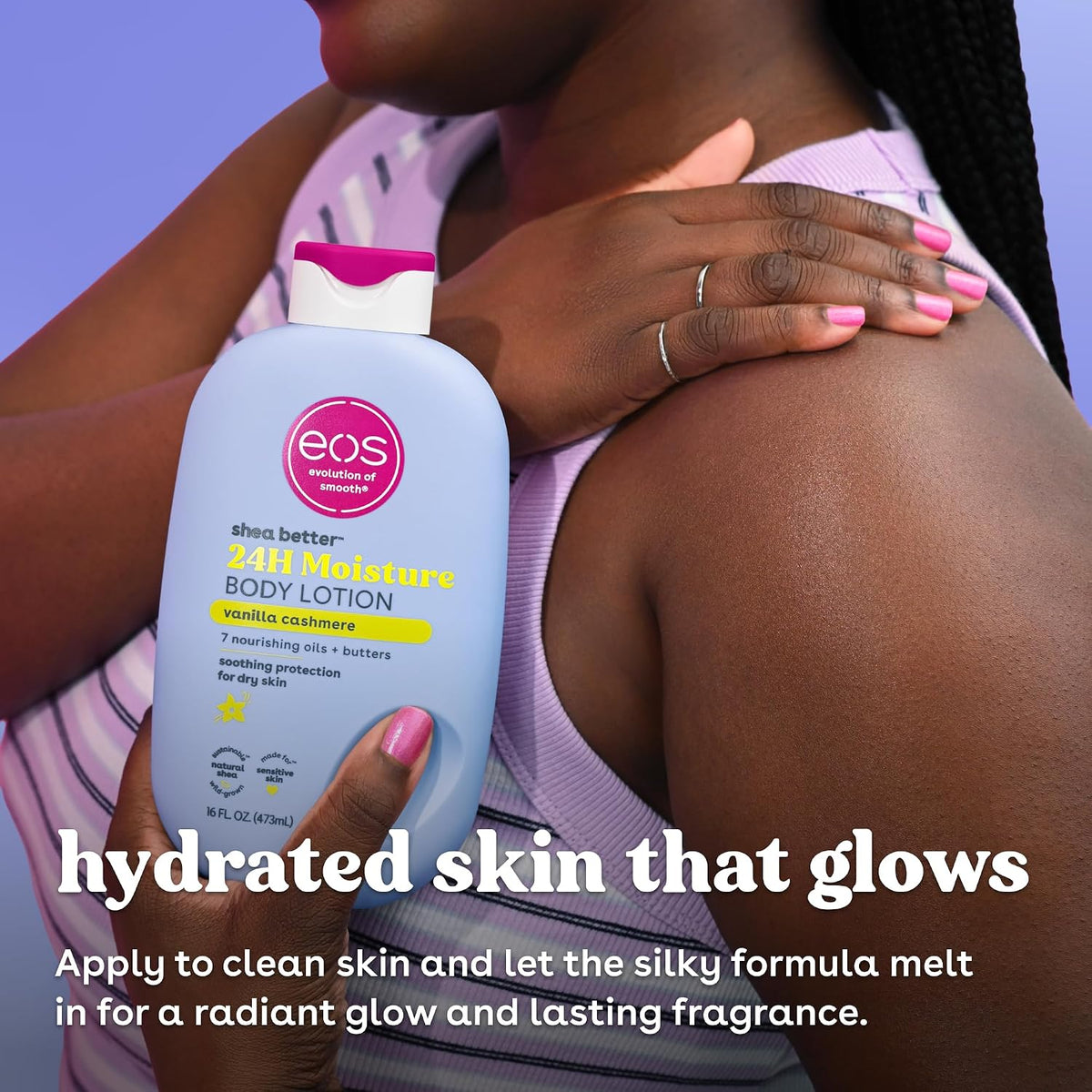 eos | Shea Better Mini Body Lotion Vanilla Cashmere Shea Butter 24-Hour Hydration Travel Size — 2.5 fl oz