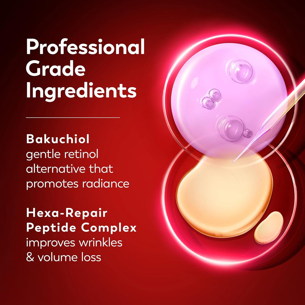 Cosmetic product with professional grade ingredients on a red background