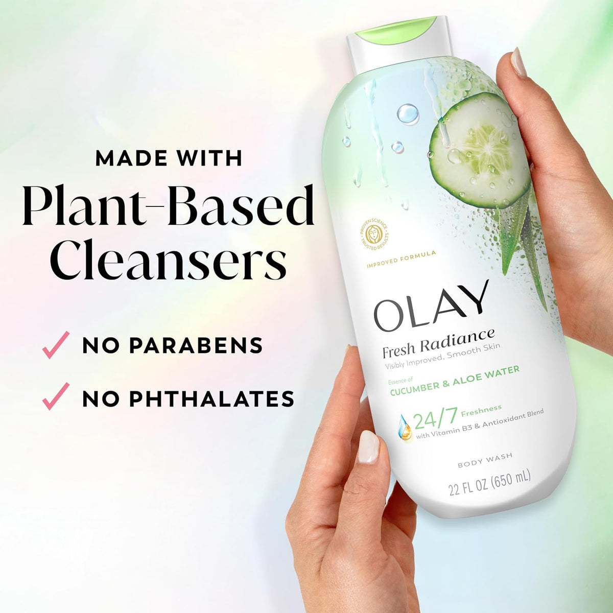 Olay | Body Wash Fresh Radiance Vitamin B3 Antioxidant Cucumber Aloe Water — 22 fl oz