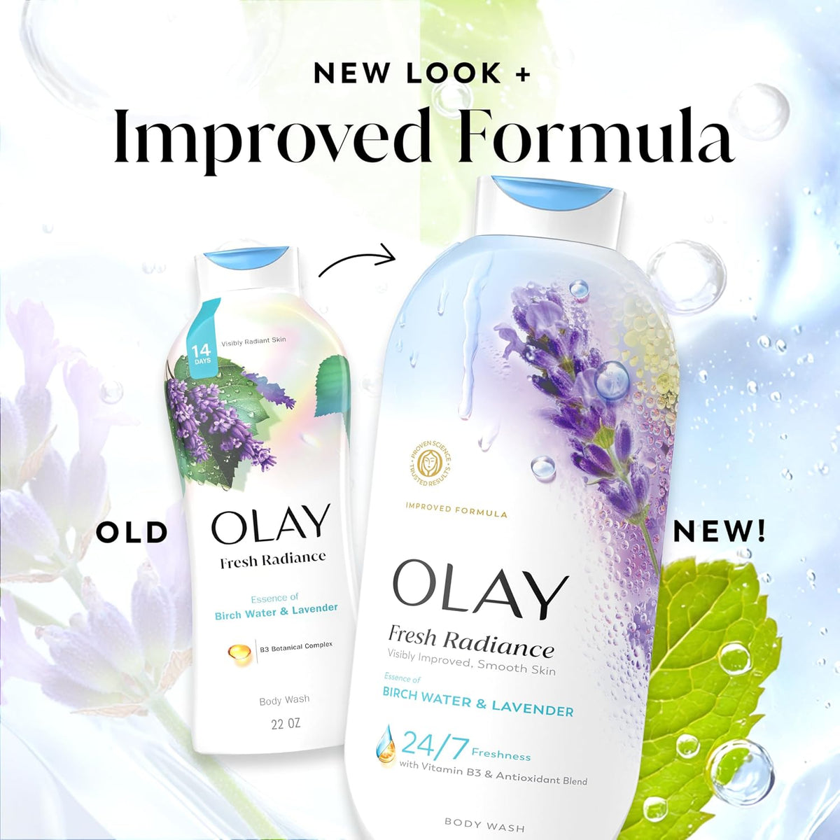 Olay | Body Wash Fresh Radiance Vitamin B3 Antioxidant Birch Water Lavender — 22 fl oz