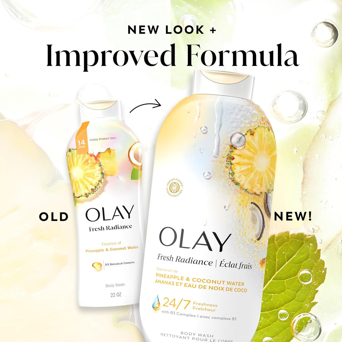 Olay | Body Wash Fresh Radiance Vitamin B3 Antioxidant Pineapple Coconut Water — 22 fl oz