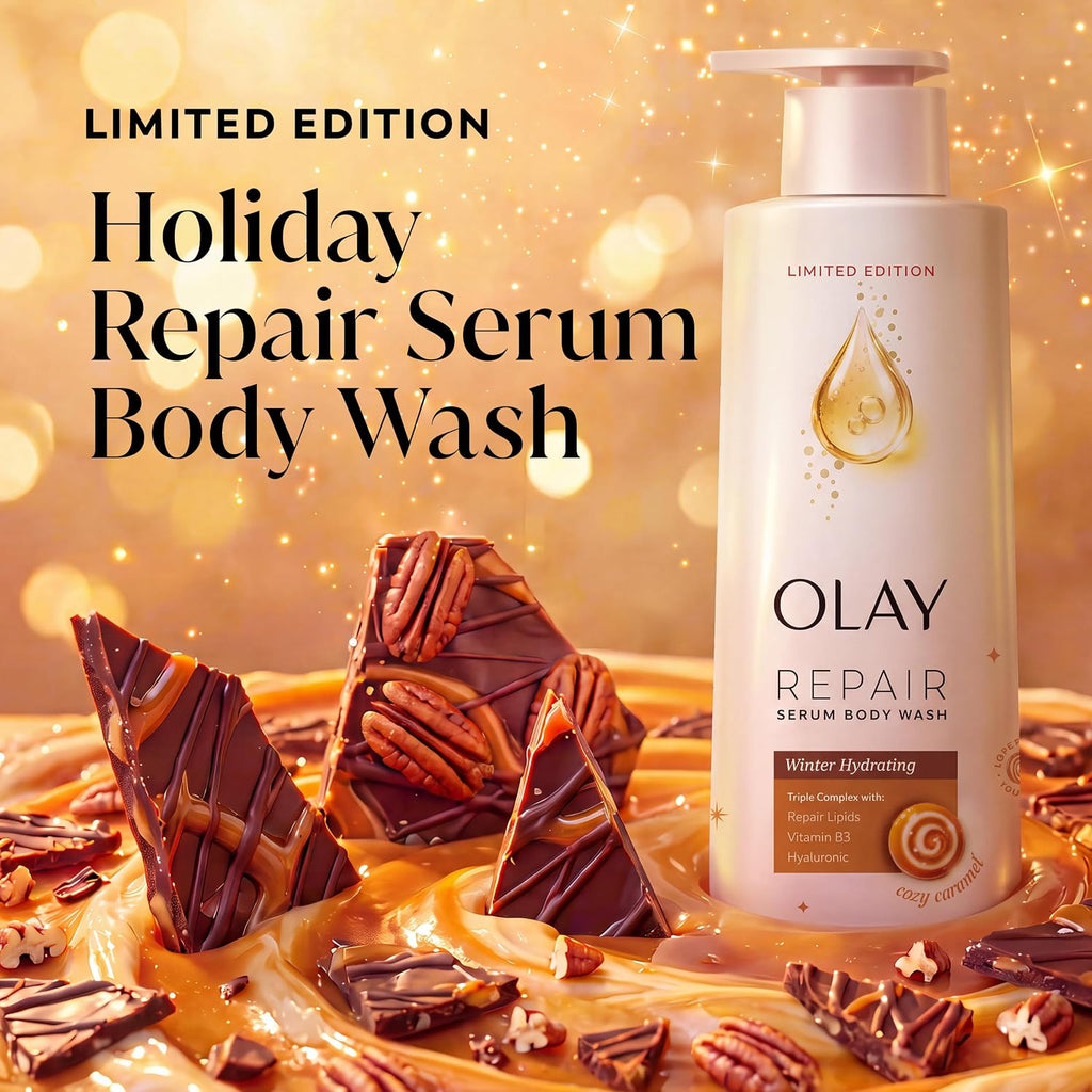 Olay | Body Wash Repair Serum Hyaluronic Acid Niacinamide Repair Lipids Cozy Caramel Limited Edition — 20 fl oz
