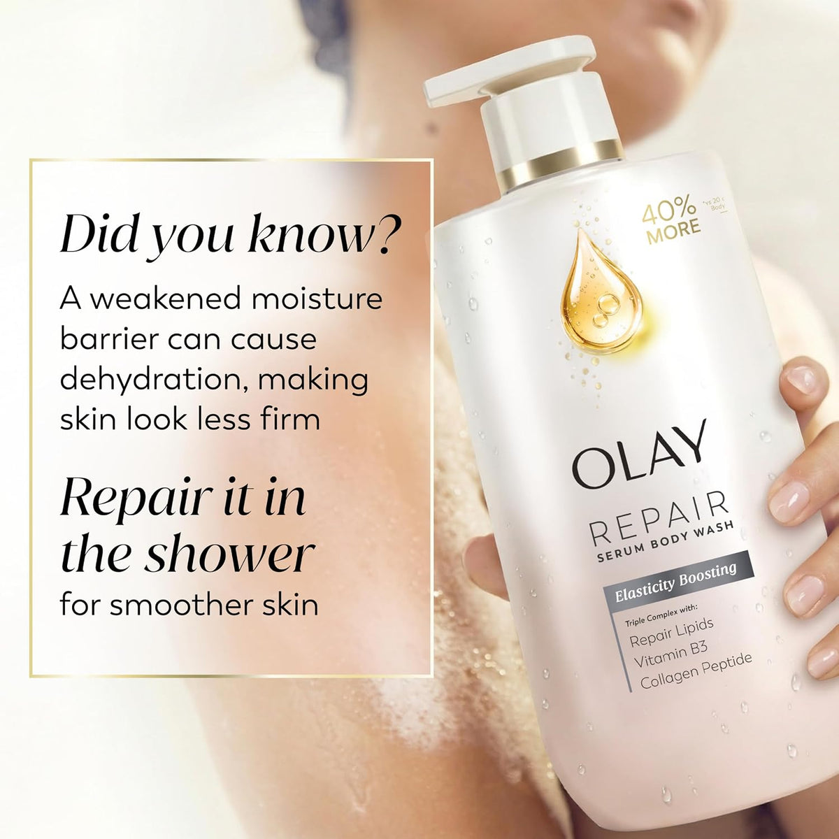Olay | Body Wash Repair Serum Collagen Peptide Elixir B3 Repair Lipids Elasticity Boosting All Skin — 28 fl oz