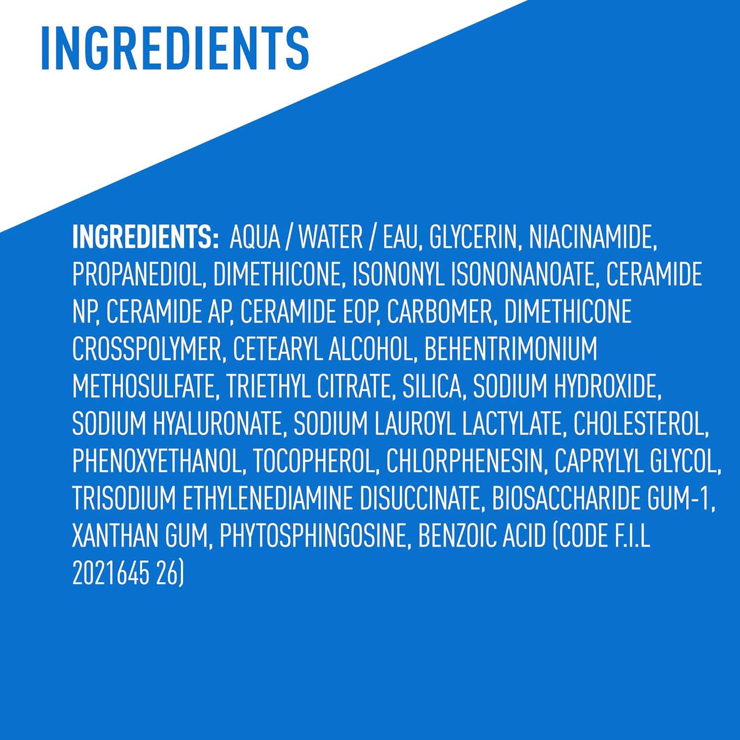 List of ingredients on a blue background