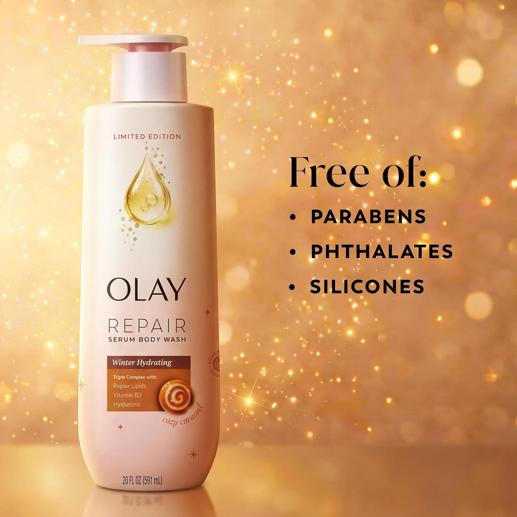 Olay | Body Wash Repair Serum Hyaluronic Acid Niacinamide Repair Lipids Cozy Caramel Limited Edition — 20 fl oz