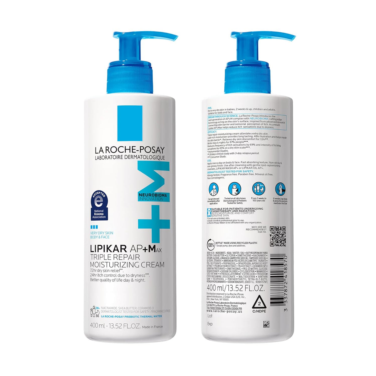 Lipikar Balm AP+ Body & Face Moisturizer by La Roche-Posay — 16.05 fl oz (2-Pack)