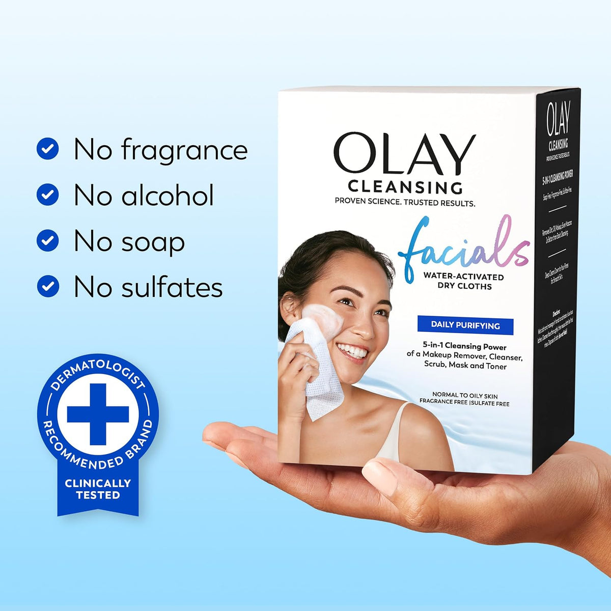 Olay | 5-in-1 Cleansing Cloths Face Wipes Makeup Remover Vitamin E Purifying Fragrance Free — 66 Count