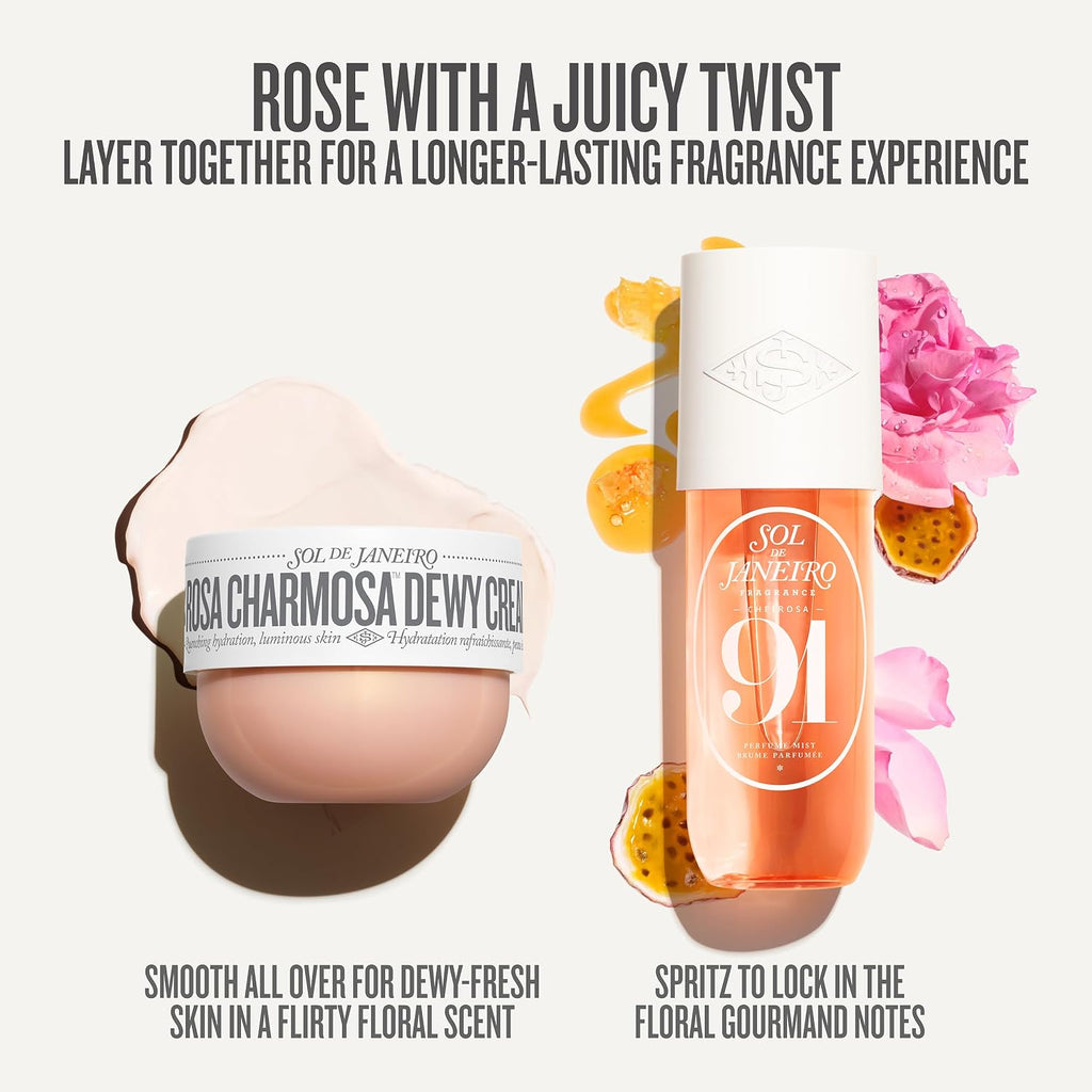 Cosmetic product with text about a longer-lasting fragrance experience