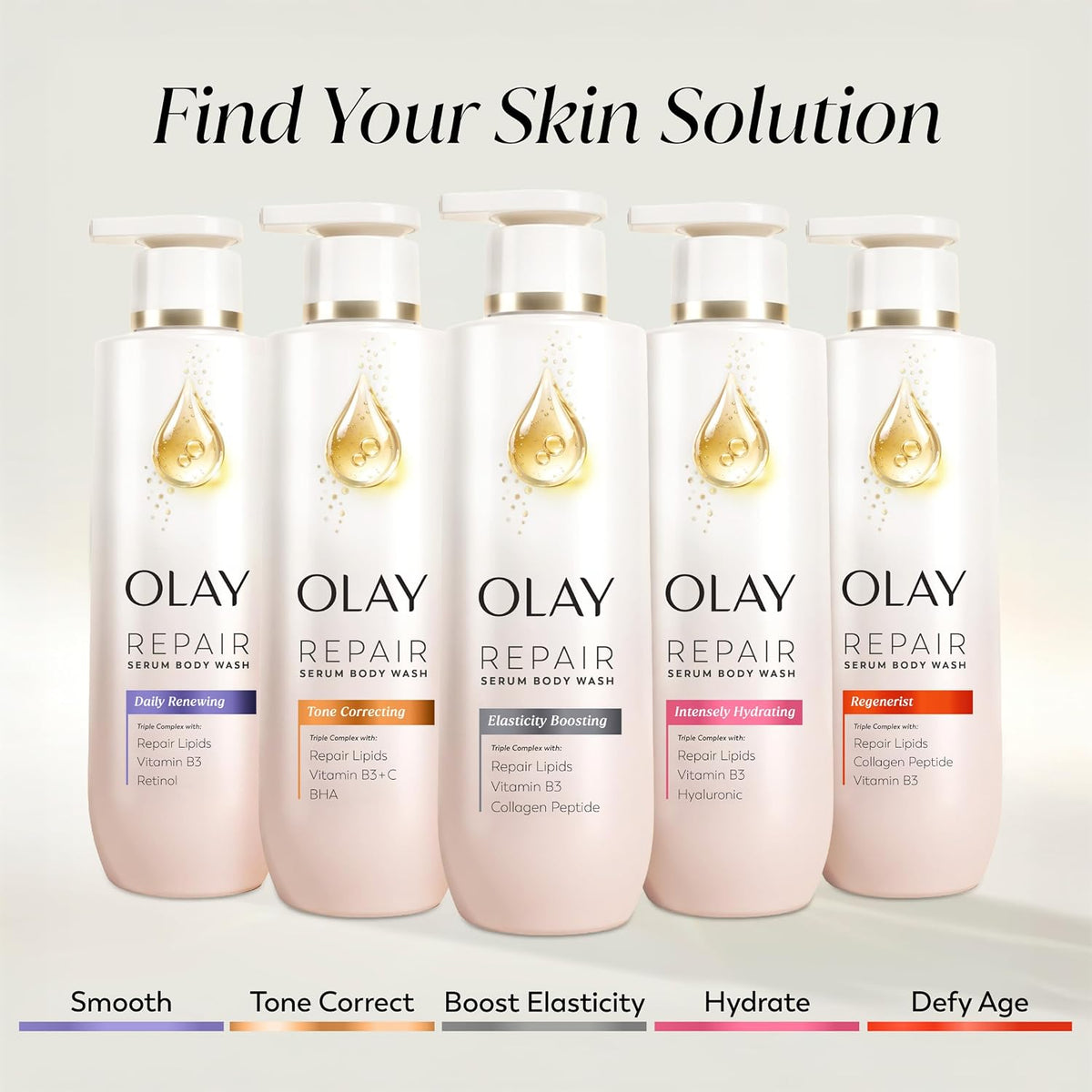 Olay | Body Wash Repair Serum Collagen Peptide Elixir B3 Repair Lipids Elasticity Boosting All Skin — 28 fl oz